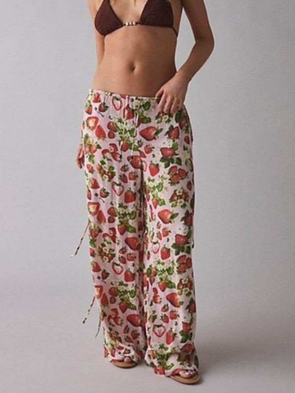 Out From Under Strawberry Patches Seaside Side Tie Wide-Leg-Pants L
